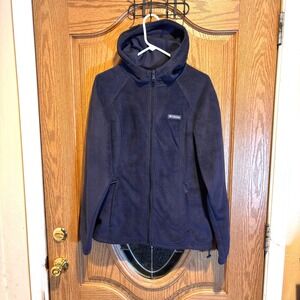 Columbia Full Zip Fleece Hoodie Jacket Navy Blue Women's Size L